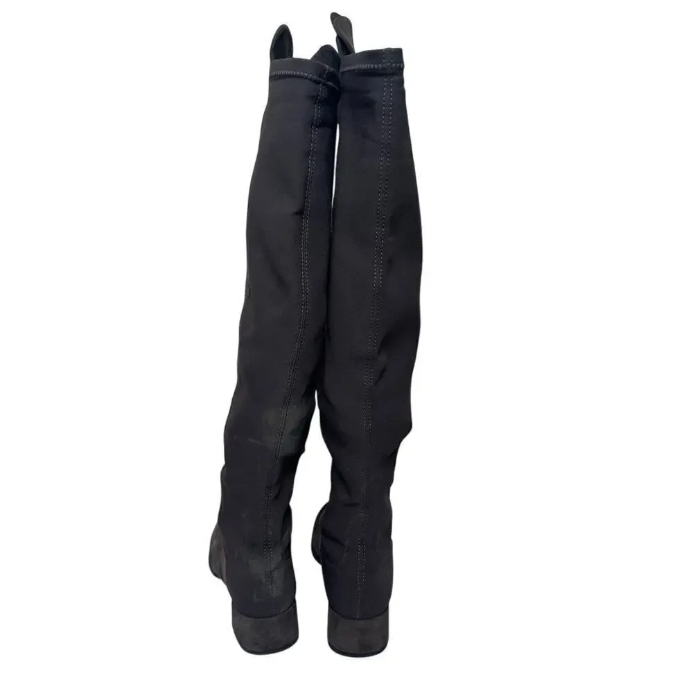 Stuart Weitzman 5050 Over-The-Knee Boots Dark Gray Size 6.5M Leather/Stretch